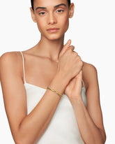 Crossover Two Row Cuff Bracelet in Sterling Silver with 18K Yellow Gold, 5mm